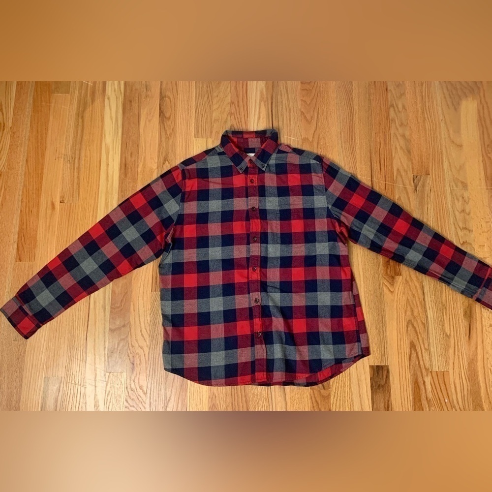 Mens goodfellow, Red Plaid button down long sleeve business casual shirt large